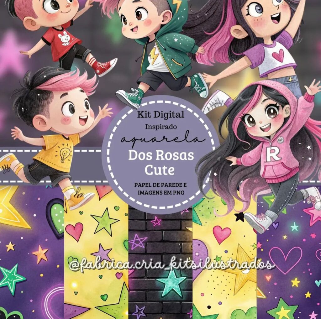 Kit Digital Dos Rosas Cute - Imagem 1