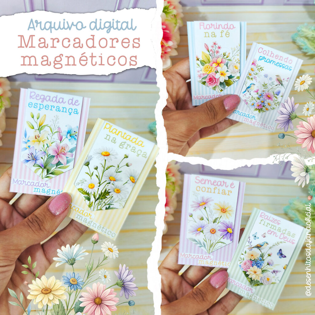 Marcadores magnéticos florais ( arquivo digital ) - Imagem 1