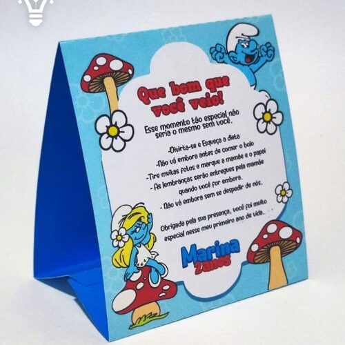 ARQUIVO DE CORTE PLACA DE MESA SMURFS (STUDIO E PDF)