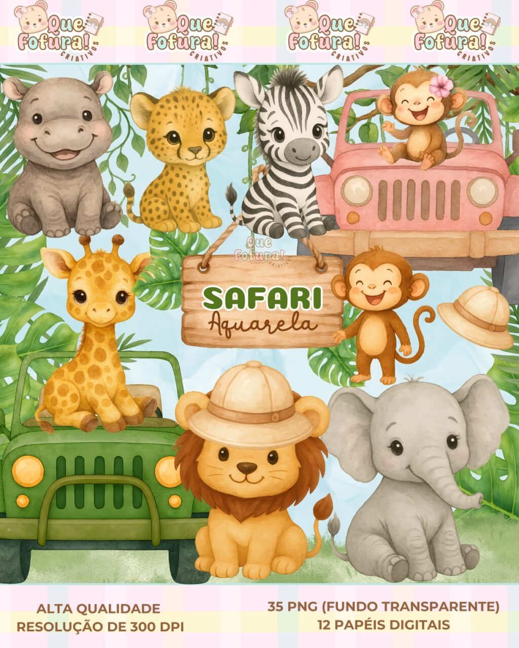 Kit Digital Safari - Aquarela - Imagem 1