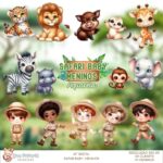 Kit Digital Safari Baby Menino - Aquarela