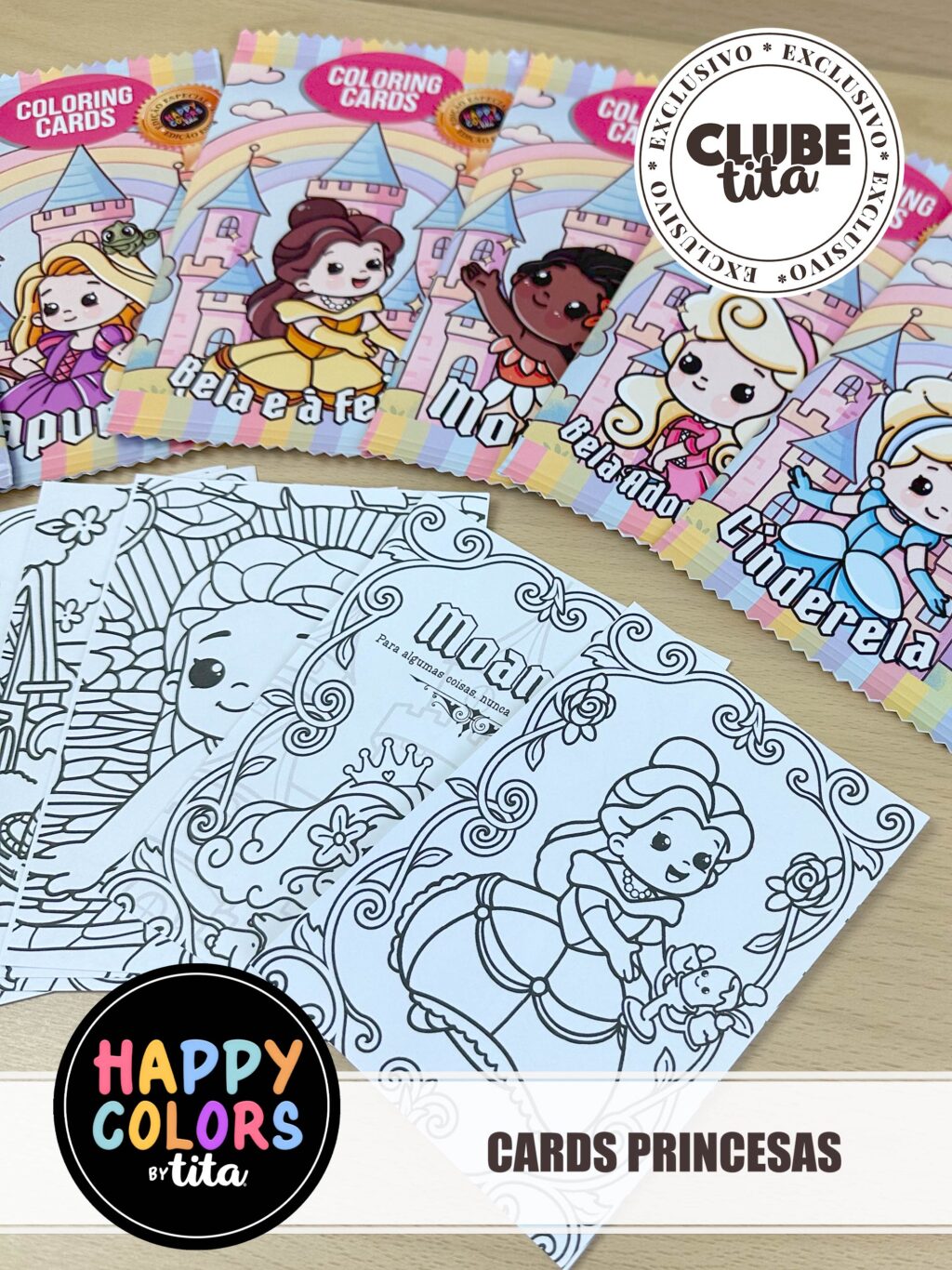 Arquivo Happy Colors Cards de Colorir Princesas - Imagem 1