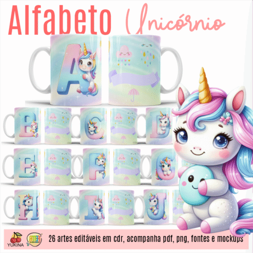 ESTAMPAS ALFABETO UNICÓNIO CANECAS