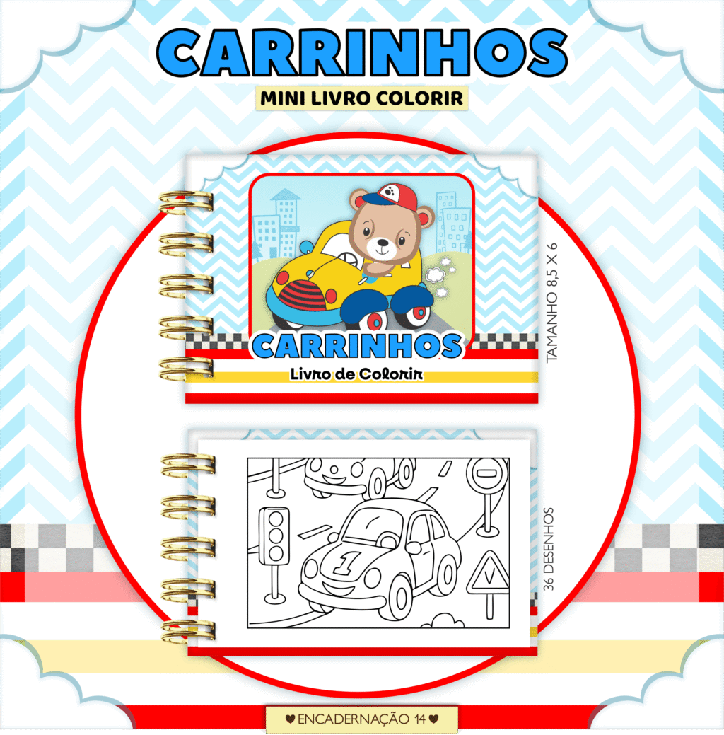 Livro de Colorir - Carrinhos - Imagem 1