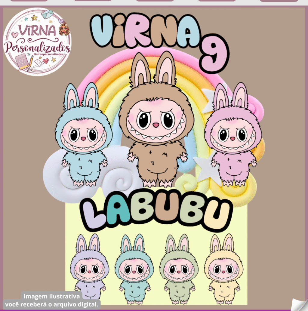 Arquivo Digital Topo de Bolo LABUBU - Imagem 1