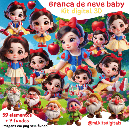 Kit Digital Branca de Neve Baby 3D