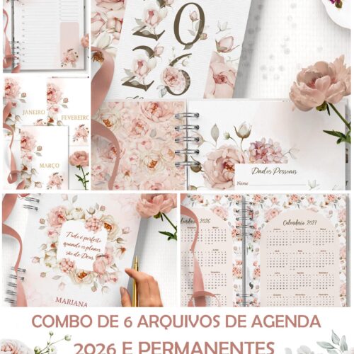 ARQUIVO COMBO 6 Agendas 2026 e Permanente COM e SEM HORÁRIOS Refúgio