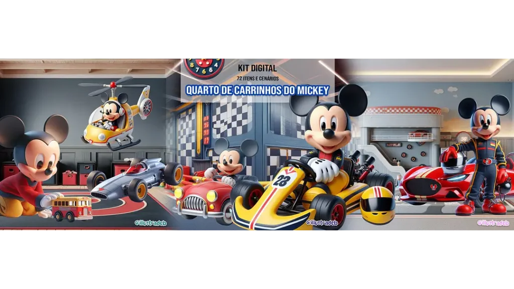 Kit Digital Quarto de Carrinhos do Mickey - Imagem 1