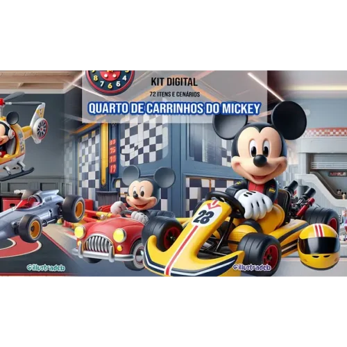 Kit Digital Quarto de Carrinhos do Mickey