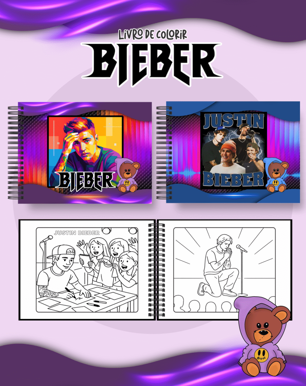 Livro de Colorir  JUSTIN BIEBER - Imagem 1