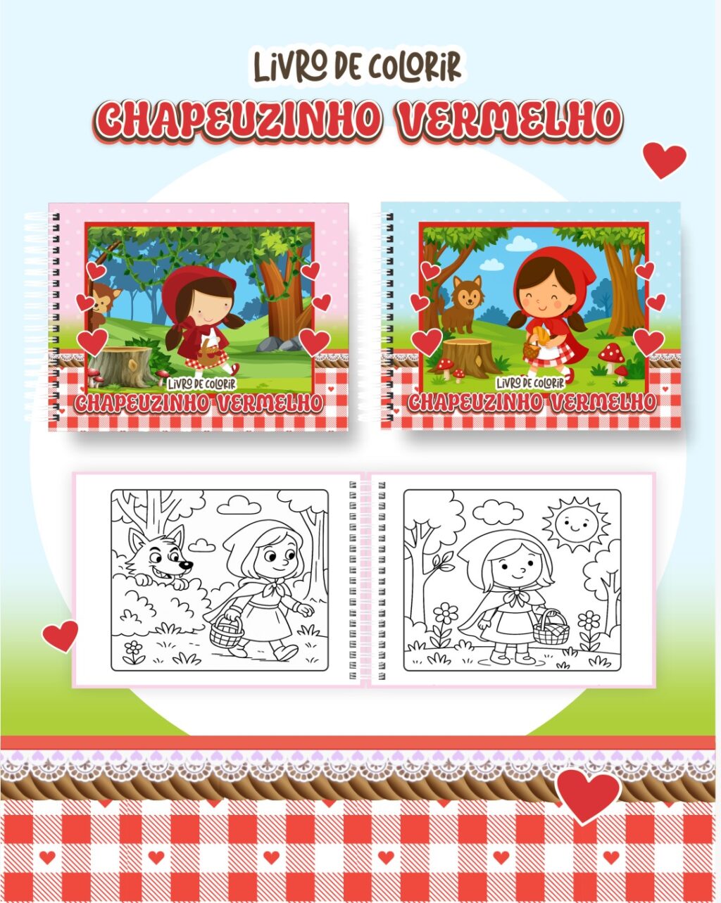 Livro de Colorir CHAPEUZINHO VERMELHO - Imagem 1