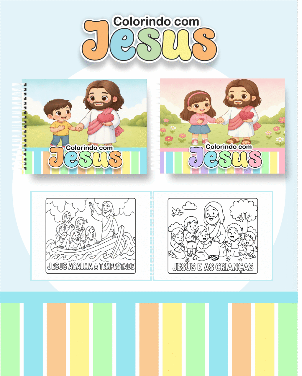 Livro de Colorir COLORINDO COM JESUS 2 - MENINO E MENINA - Imagem 1