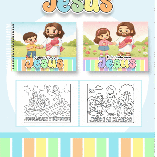 Livro de Colorir COLORINDO COM JESUS 2 - MENINO E MENINA
