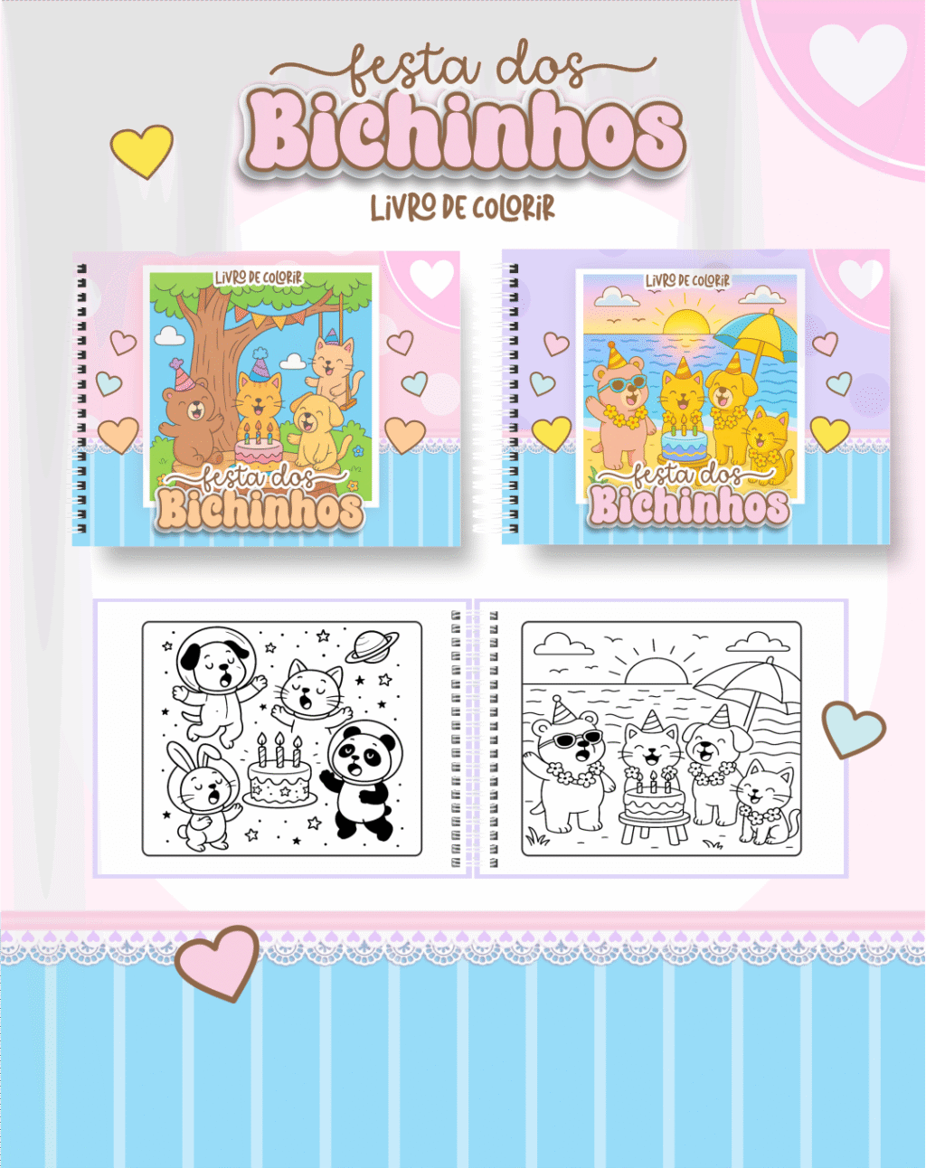 Livro de Colorir FESTA DOS BICHINHOS - Imagem 1