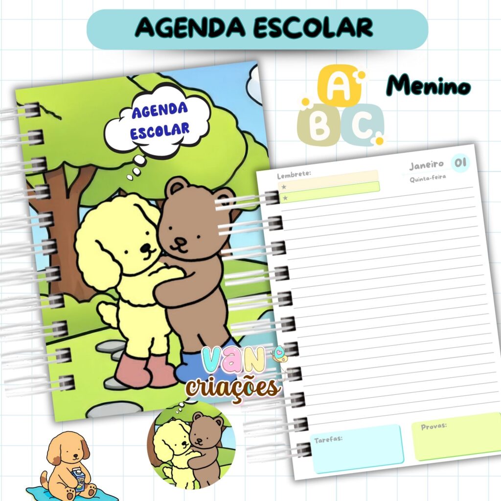 Arquivo Digital - Agenda Escolar Menino 2026 - Bobbie Goods - Imagem 1