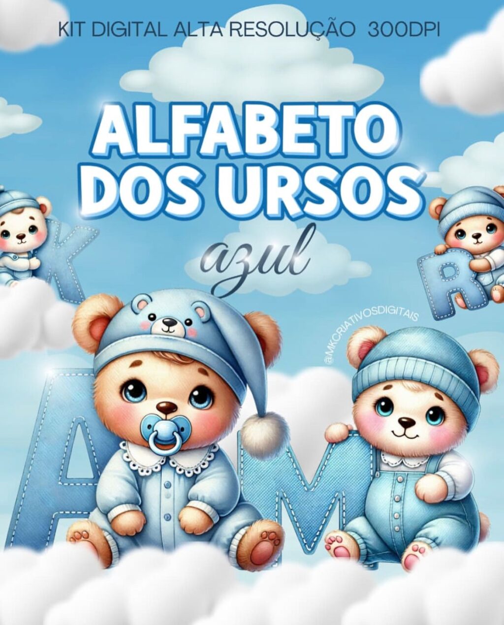 Kit Digital ALFABETO DOS URSOS AZUL - Imagem 1