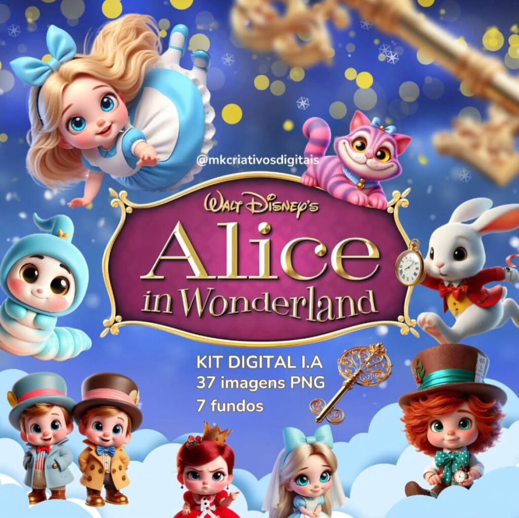Kit Digital ALICE NO PAÍS DAS MARAVILHAS - Imagem 1