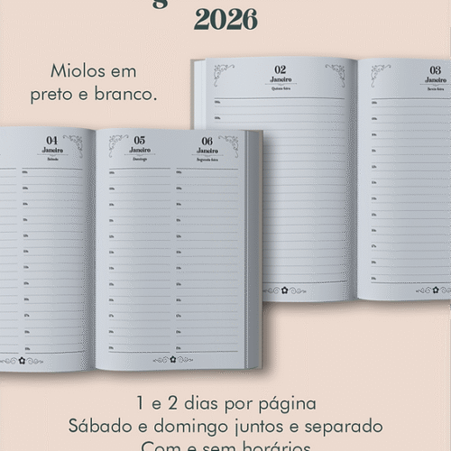 Agenda 2026 preto e branco COSTURA