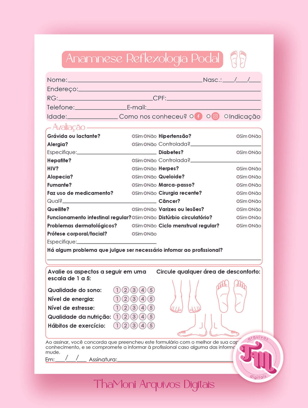 Anamnese Reflexologia Podal - Arquivo Digital - Imagem 1
