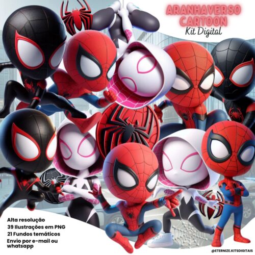 Kit Digital Aranhaverso Cartoon