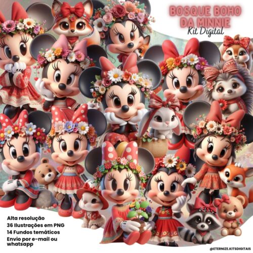 Kit Digital Bosque Boho da Minnie