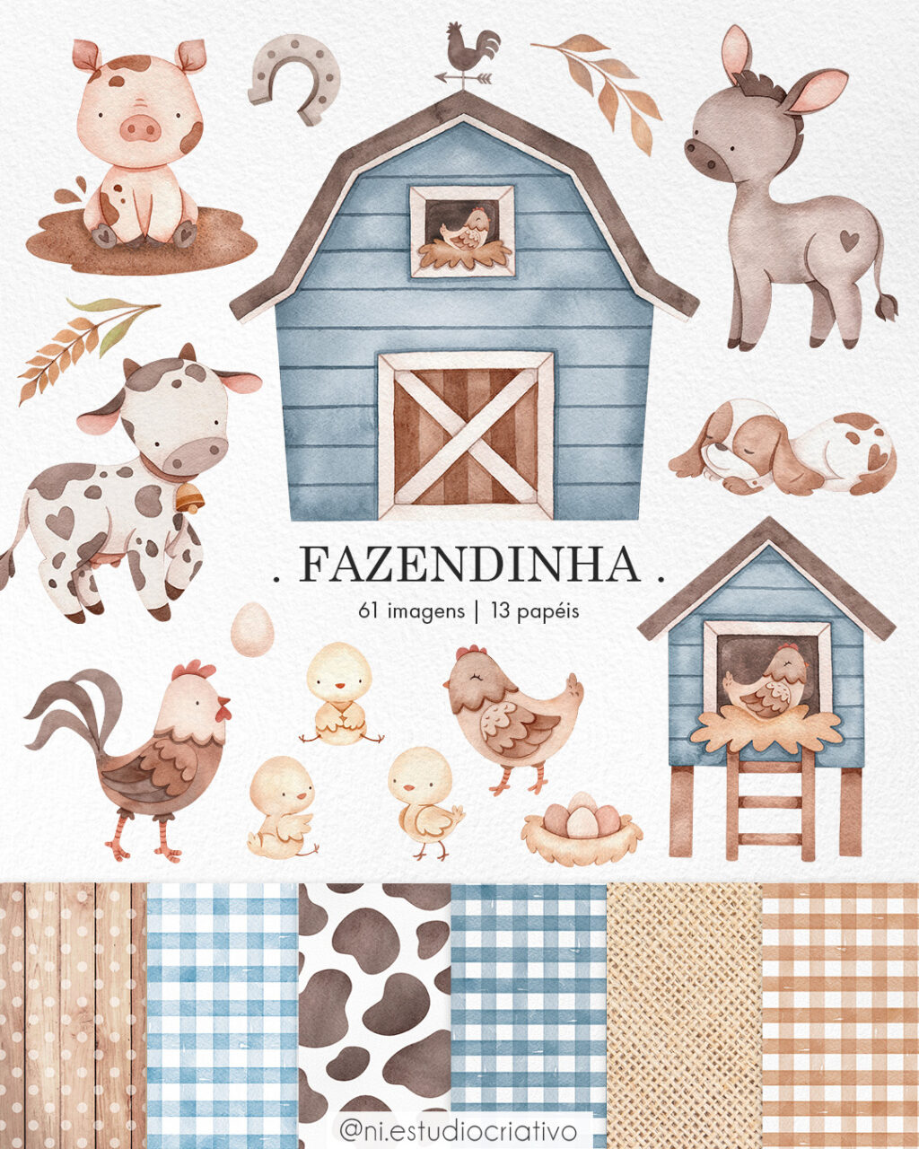 Kit Digital Fazendinha Azul - Imagem 1
