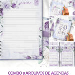 ARQUIVO COMBO 8 Agendas 2026 e Permanente COM VERSÍCULOS e SEM VERSÍCULOS Violeta