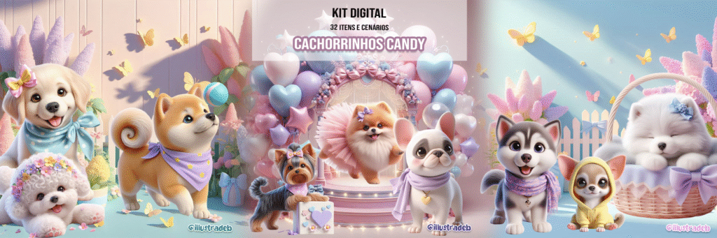 Kit Digital Cachorrinhos  Candy - Imagem 1