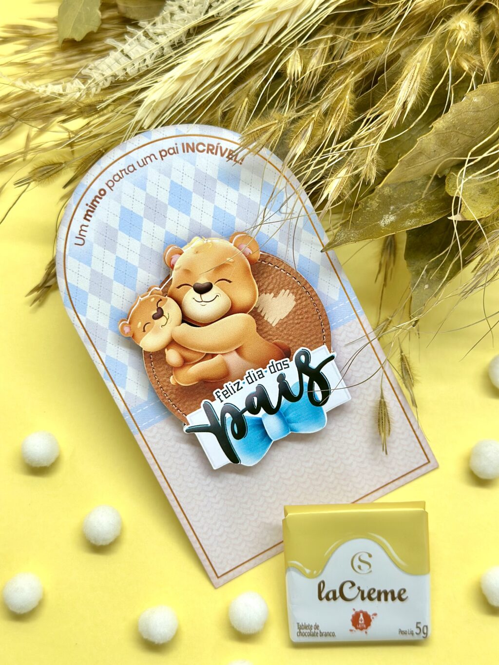 Card chocolate 5g Dia dos Pais - Pai urso - Imagem 1