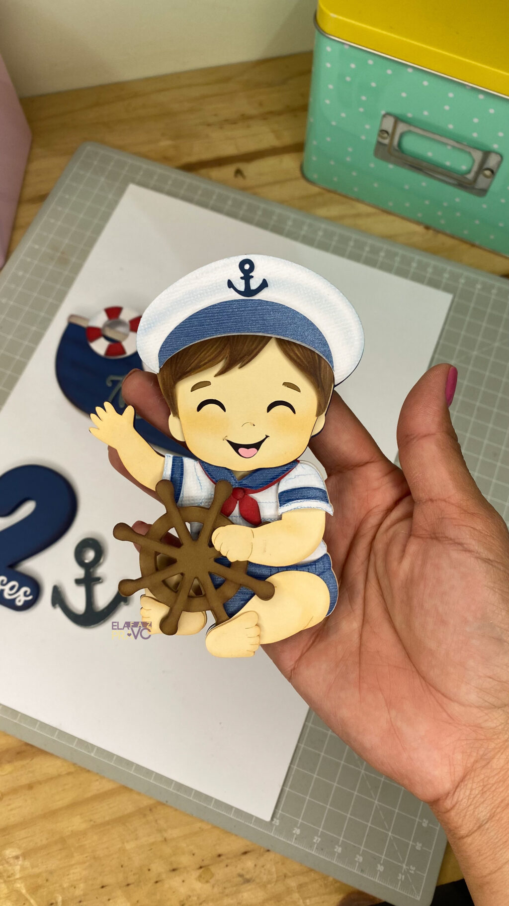 ARQUIVO DE CORTE TOPO DE BOLO MARINHEIRO BABY - Imagem 1
