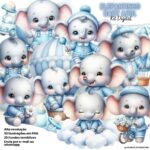 Kit Digital Elefantinho Baby Azul