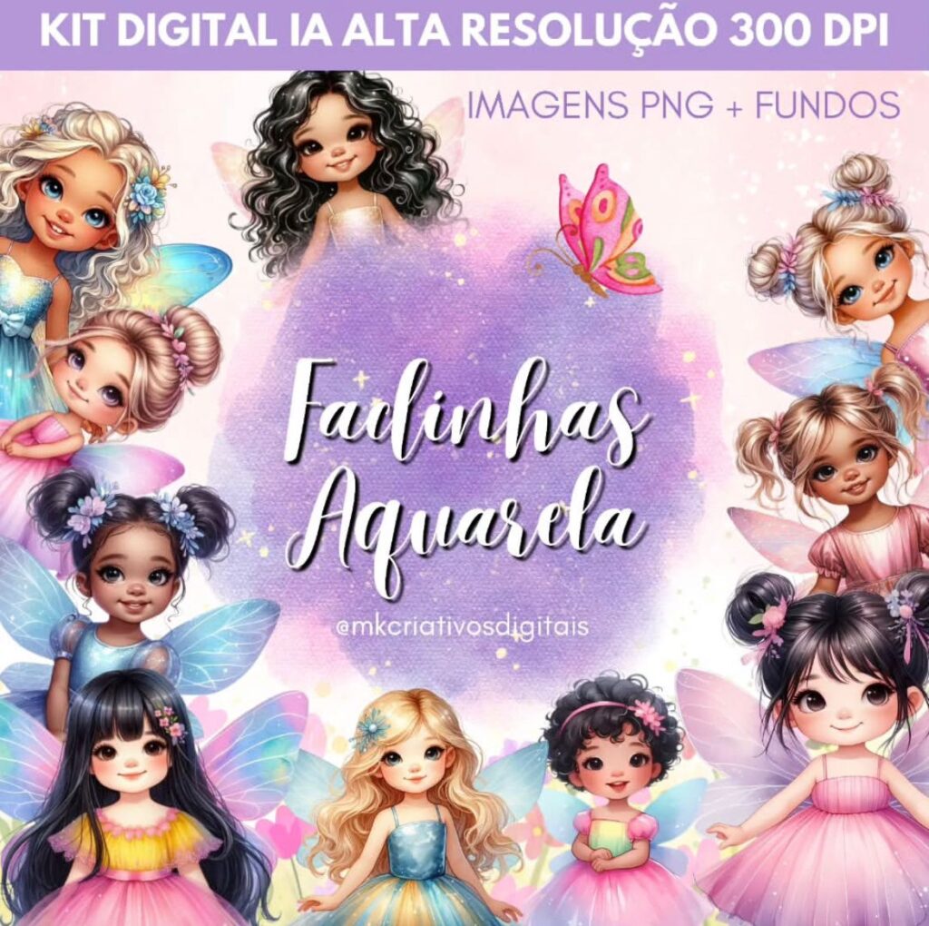 Kit Digital FADINHAS AQUARELA - Imagem 1