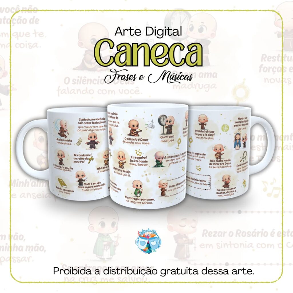 Arte Caneca Frei – Frases e músicas - Imagem 1