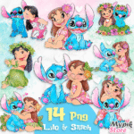 Kit Digital Lilo e Stitch Aquarela