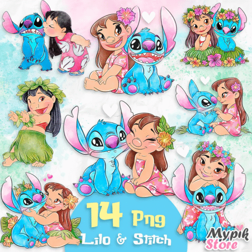 Kit Digital Lilo e Stitch Aquarela