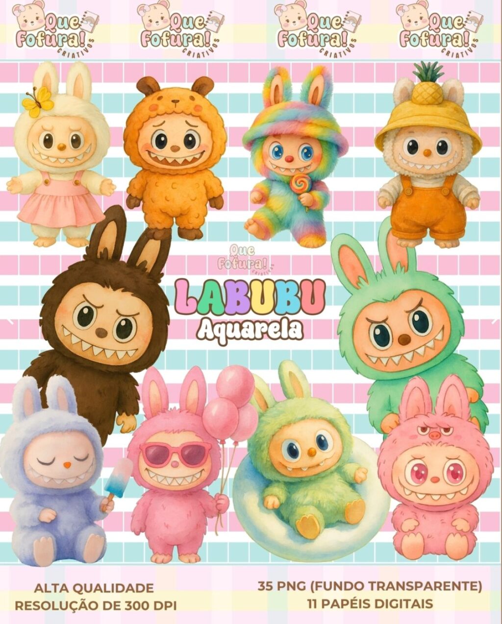 Kit Digital LABUBU AQUARELA - Imagem 1