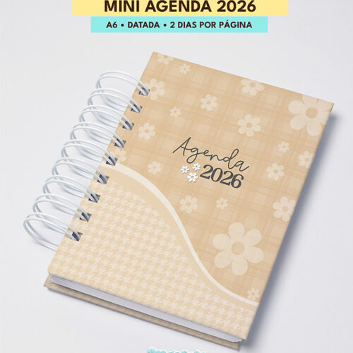 MINI AGENDA DATADA 2026 | A6 | 2 DIAS POR PÁGINA | ARQUIVO DIGITAL