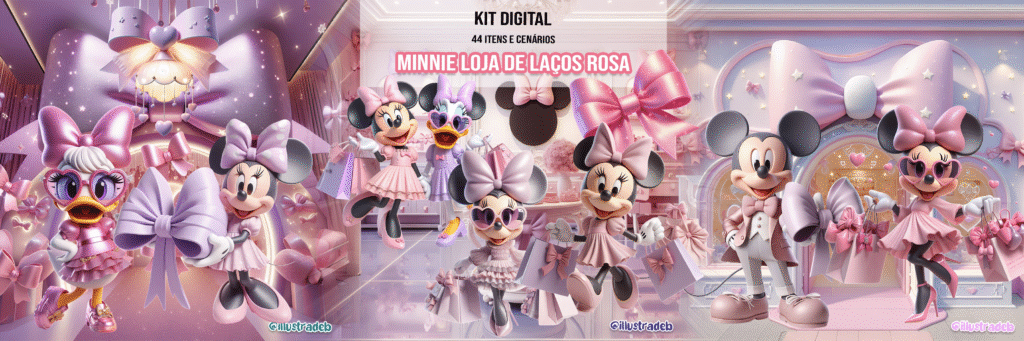 Kit Digital Minnie Loja de Laços Rosa - Imagem 1