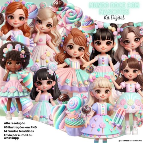 Kit Digital Mundo Doce com Mascotes
