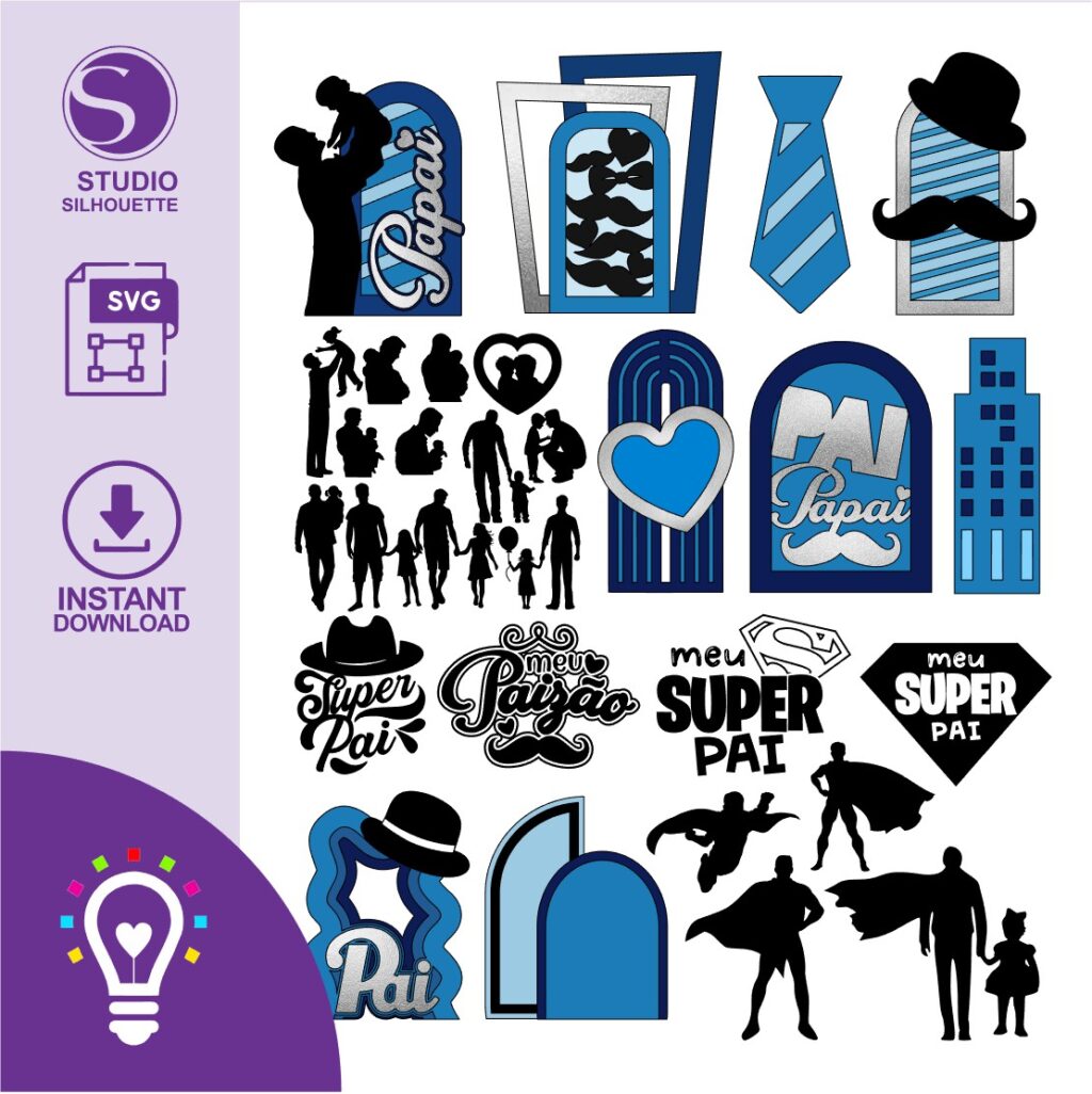 ARQUIVO DE CORTE PAINEL DIA DOS PAIS (STUDIO E SVG) - Imagem 1