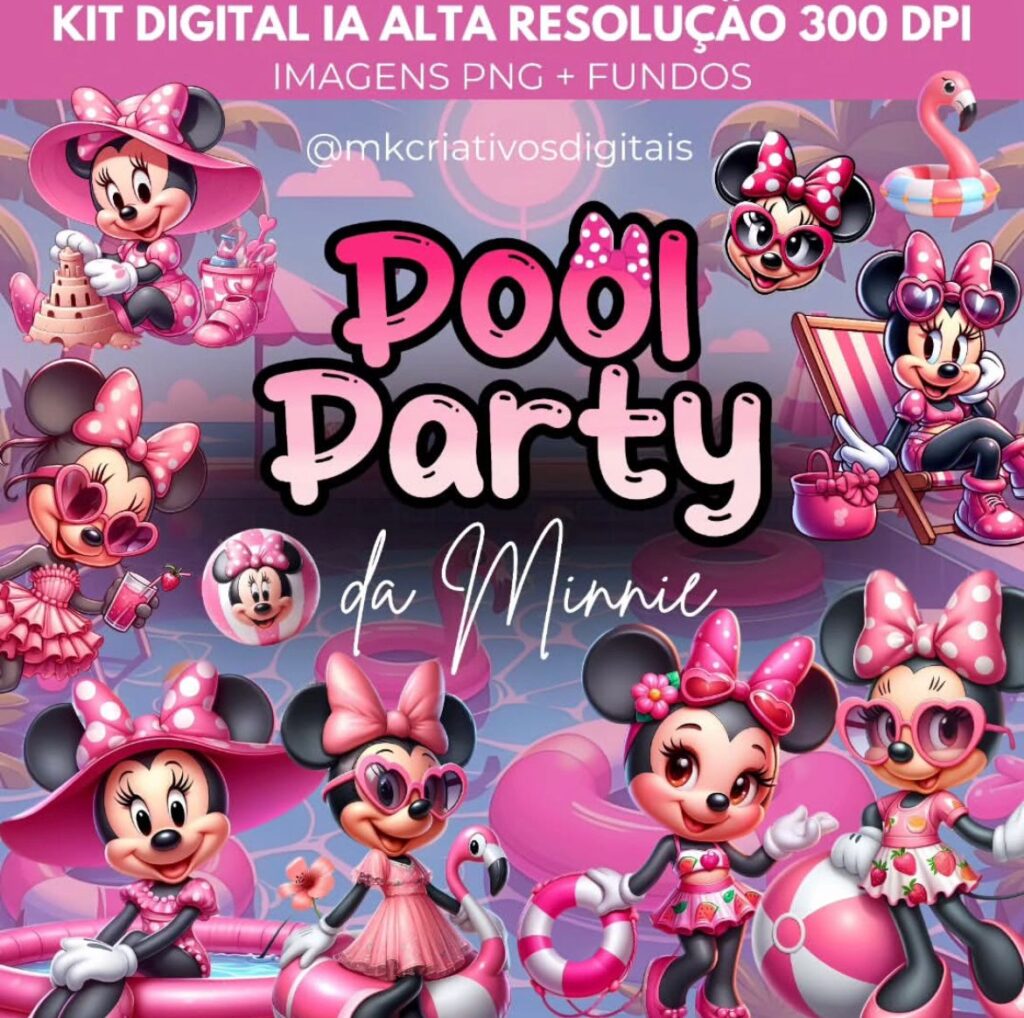 Kit Digital POOL PARTY DA MINNIE - Imagem 1