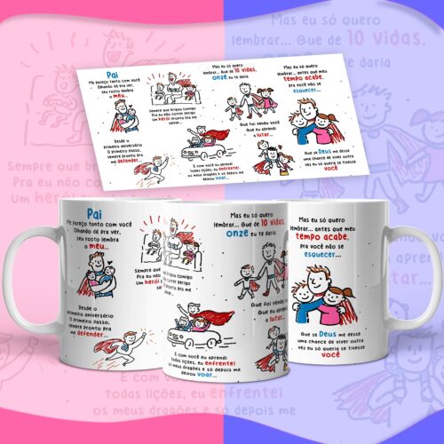 Arte Avulsa – Pai… Onze vidas Versão Pai de Casal Filhos