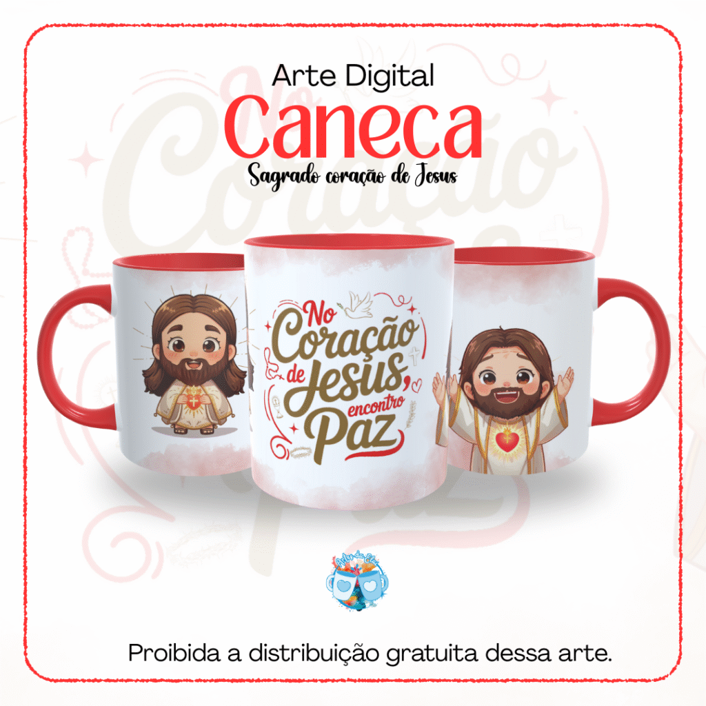 Arte Caneca Sagrado coração de Jesus - Imagem 1