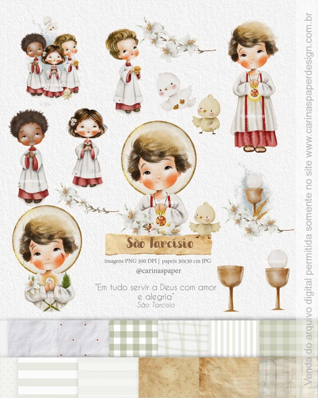 Kit Digital Ilustrações São Tarcísio + Convite e livrinho de oração São Tarcísio - Imagem 1