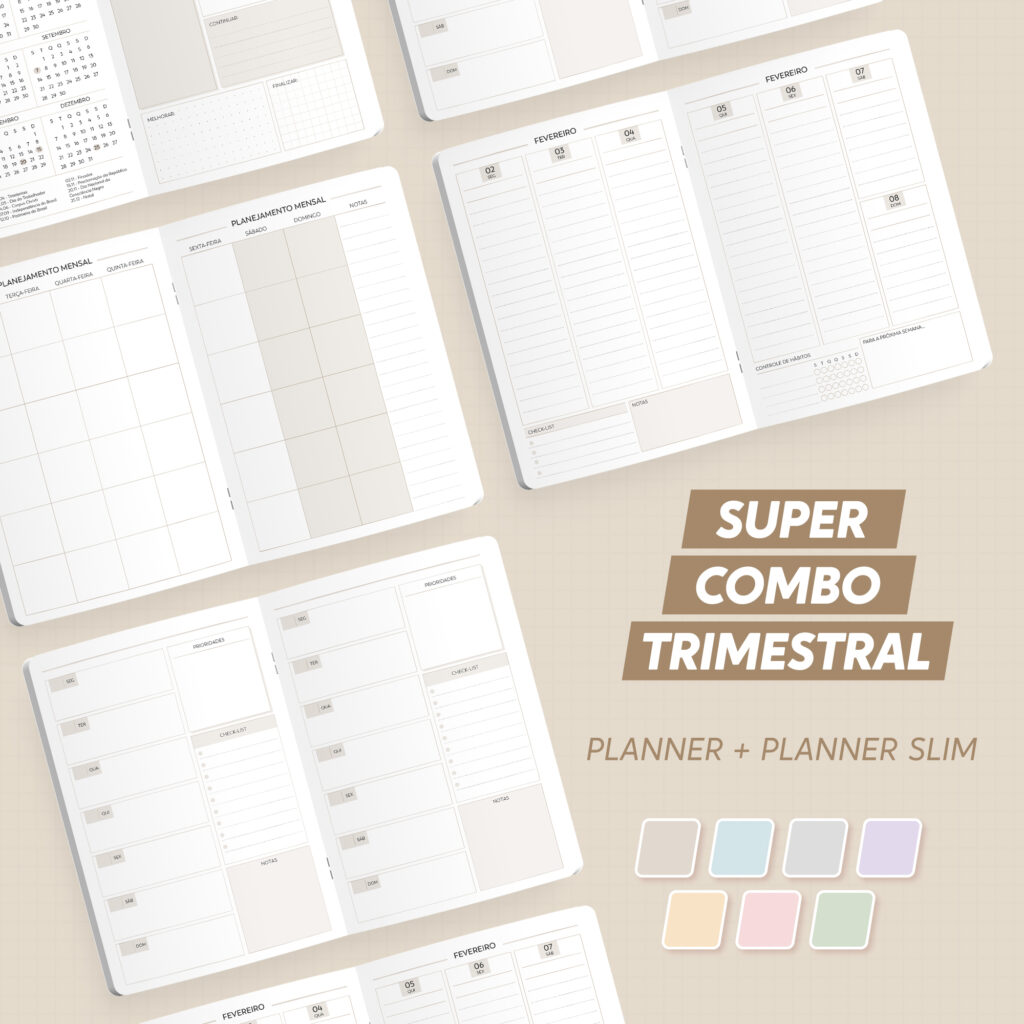 Super Combo Planner Trimestral + Trimestral Slim 2026 – Brochura - Imagem 1