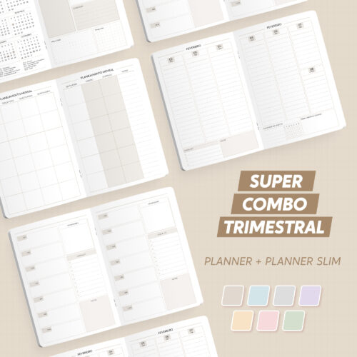 Super Combo Planner Trimestral + Trimestral Slim 2026 – Brochura