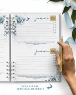 ARQUIVO COMBO 8 Agendas 2026 e Permanente COM VERSÍCULOS e SEM VERSÍCULOS Floral Azul - Imagem 11