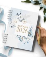 ARQUIVO COMBO 8 Agendas 2026 e Permanente COM VERSÍCULOS e SEM VERSÍCULOS Floral Azul - Imagem 7