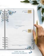 ARQUIVO COMBO 8 Agendas 2026 e Permanente COM VERSÍCULOS e SEM VERSÍCULOS Floral Azul - Imagem 2