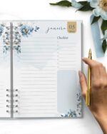 ARQUIVO COMBO 8 Agendas 2026 e Permanente COM VERSÍCULOS e SEM VERSÍCULOS Floral Azul - Imagem 4